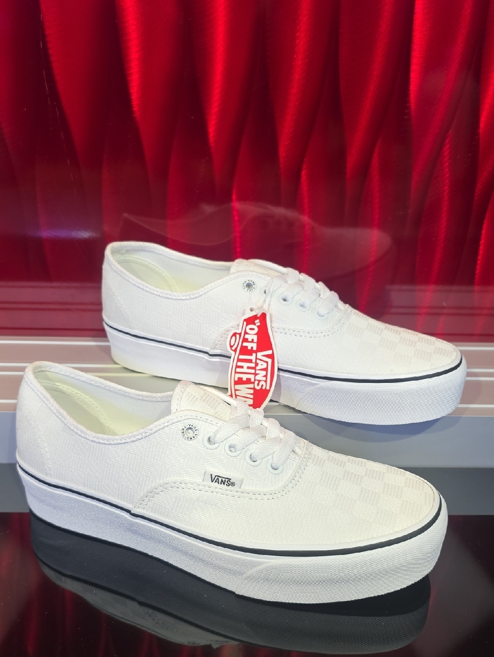 Vans Authentic Platform White Tonal Check Men’s 8.5 Women’s 10